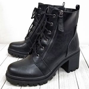 Shoes | New Black Combat Lace Up Lug Ankle Boots Booties | Poshmark